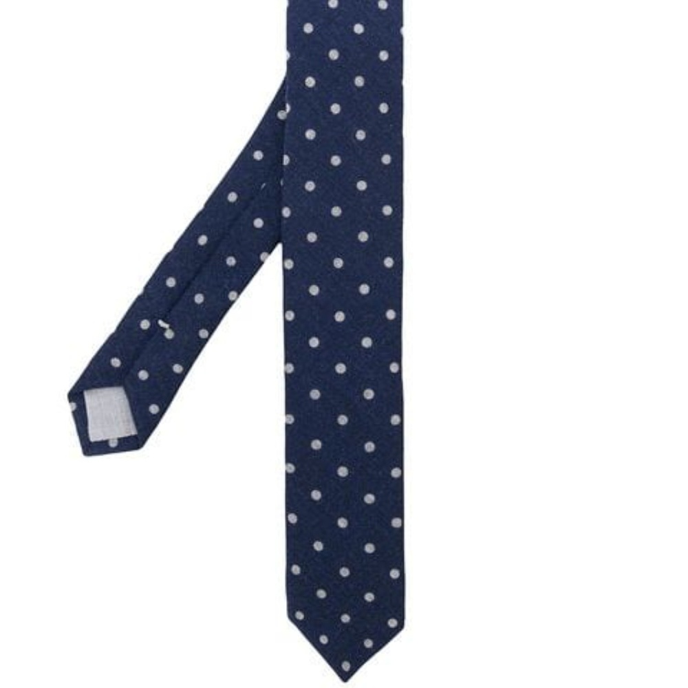 Eleventy Polka Dot Embroidery Tie - Blue
